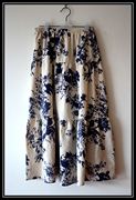夏季棉麻长裙拼接款，半身裙波西米亚裙子，亚麻短裙水墨牡丹