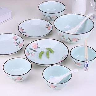 碗碟餐具套装26头28头家用吃饭碗汤面碗日式骨瓷陶瓷碗盘筷子碟子