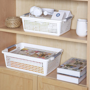 日式收纳筐零食收纳箱镂空长方形置物篮厨房杂物收纳盒桌面收纳盒