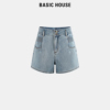 Basic House/百家好高腰牛仔短裤2024夏季显瘦气质裤子
