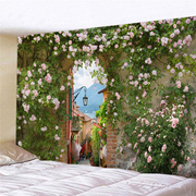 欧式田园玫瑰花墙壁装饰大挂毯，墙布床头卧室，宿舍背景布挂布拍照