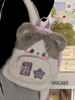 紫色毛绒小猫慵懒风双肩包可爱卡通ins风日系学生背包学院风书包