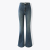 Jeans美式净版简单款高腰长款喇叭裤子女微喇裤弹力修身牛仔裤女