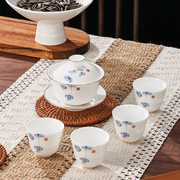 功夫喝茶杯6只装陶瓷，羊脂玉家用茶具白瓷，品茗杯待客主人杯单杯子