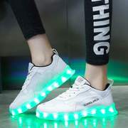 usb充电led发光鞋，时尚男女带灯休闲运动鞋鬼步鞋