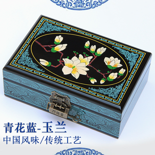 复古首饰盒木制简约梳妆盒中式国风，妆奁盒推光漆器高级珠宝收纳盒