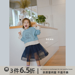 史豌豆(史豌豆)童装蓬蓬裙，女童韩版半身裙，2023秋季儿童洋气网纱公主裙