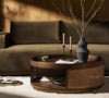 藤编小户型客厅沙发边几现代简约双层实木小茶桌圆形美式咖啡桌