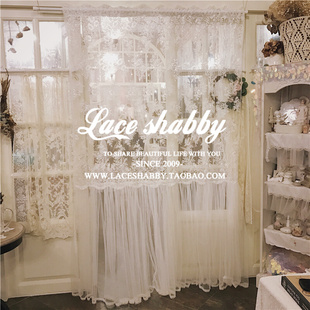 laceshabby进口定制欧式奢华刺绣白色蕾丝亮片百褶成品，窗纱窗帘