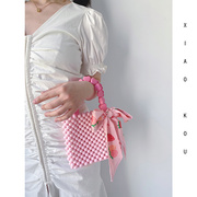 小蔻粉色爱心串珠包diy手工编织包包珠子材料包自制手提包送女友