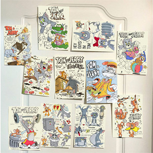 猫和老鼠马克笔手绘墙贴背景墙面装饰海报房间装饰宿舍卡通海报潮