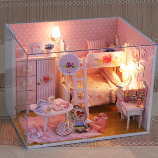 趣益雅模型屋diy小屋手工，制作迷你公主房间小房子拼装娃娃屋女生