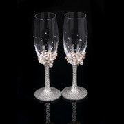 香槟杯套装婚礼水晶高脚杯新娘交杯酒对杯高档小号红酒杯葡萄酒杯