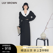 LILY BROWN秋冬款 气质撞色翻领复古连衣裙套装LWFO225026