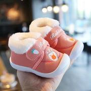 冬季加绒宝宝棉鞋 学步鞋0-1-2岁软底鞋婴幼儿叫叫鞋防踢男女童鞋