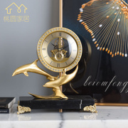 纯铜时钟表欧式座钟，美式台钟鹿装饰品，客厅卧室床头柜家居招财时钟