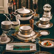 碗碟套装吃饭套碗盘子家用欧式58头瓷碗景德镇陶瓷器骨瓷组合