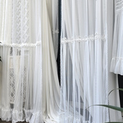 法式轻奢蕾丝刺绣钉珠小清新风窗纱卧室客厅纱帘美式高端定制窗帘