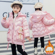 女童棉衣冬装儿童韩版中长款棉袄加绒加厚棉服女孩中大童免洗外套