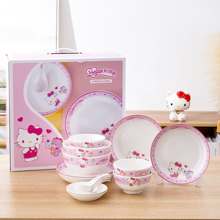 古杰士hellokitty联名餐具陶瓷碗碟套装家用可爱卡通2024款米饭碗