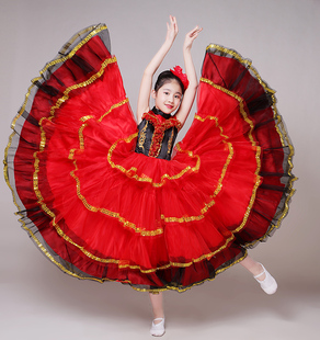 六一儿童西班牙斗牛舞大摆裙幼儿，表演舞蹈服女童开场舞服装裙子