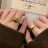 法式复古天然石开口(石，开口)戒指女小众设计食指环时尚个性情侣对戒配饰品