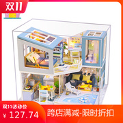 弘达diy小屋，拼装模型小屋现代别墅，木制创意手工玩具