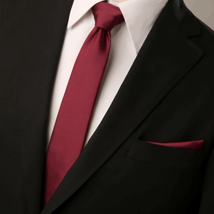 酒红色懒人领带男结婚新郎 拉链易拉得领带商务 免打结一拉得红色