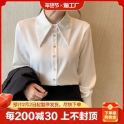 法式白色衬衫女长袖，2024年春季职业装衬衣宽松显瘦工作服上衣