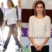 高级定制西班牙王妃同款经典黑白套装夏季真丝上衣黑色小脚裤通勤