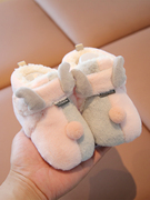 新生婴儿鞋子秋冬0-3-6-12月宝宝，棉鞋软底学步鞋，婴幼儿鞋加绒保暖