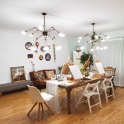 美式民宿全实木餐桌复古做旧家具家用长方形宴会桌子会议桌小户。