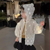女童蕾丝防晒衣2024夏季韩版儿童装，花朵刺绣甜美连帽长袖外套