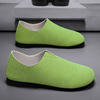 男鞋夏季一脚蹬绿色帆布鞋，2024男士透气百搭豆豆鞋运动平板鞋