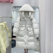宽松羽绒服女中长款冬季2023韩版时尚加厚显瘦连帽白鸭绒外套