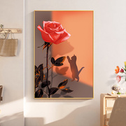 玫瑰小猫钻石画满钻客厅卧室小件花卉，十字绣2022贴手工带框5d