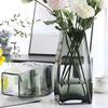 创意水立方形玻璃花瓶现代简约家居透明装饰品摆件，客厅餐桌插花器