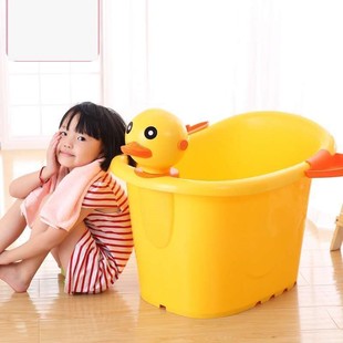 黄鸭儿童洗澡盆宝宝泡澡桶中大童小孩婴儿洗澡盆可坐躺浴盆卡通盆