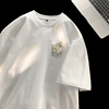 日系新中式t恤男装中国风，短袖纯棉三本针夏季情侣重磅320g7七分袖