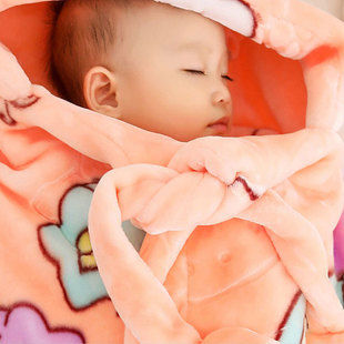 婴儿抱被初生宝宝被子春秋款，外出加厚包毯子(包毯子，)珊瑚绒包被斗篷背抱毯