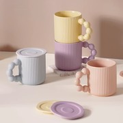 马卡龙色马克杯女生水杯带盖带茶滤办公室茶杯咖啡杯创意陶瓷杯子