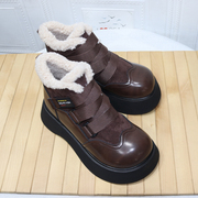 雪地靴2023年冬季加绒保暖靴子女短靴加厚魔术贴增高东北棉鞋