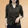 纯棉时尚长袖衬衫女秋季设计感显瘦减龄女士衬衣高档洋气小衫