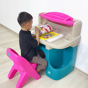 台湾隆成家用儿童小能手书桌，宝宝居家桌椅多功能绘画写字桌椅组合