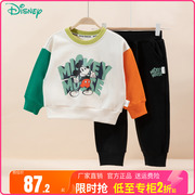 迪士尼（Disney）童装男童套装卡通米奇撞色卫衣套装舒适柔软2024