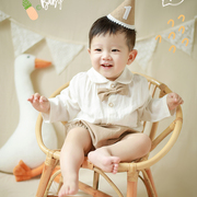 周岁礼服男宝宝夏一岁(夏一岁)男孩衣服，套装婴儿百日宴抓周生日装小西服