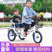 儿童折叠三轮车岁双人脚踏车小孩宝宝加大款自行车充气轮带框2-9