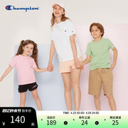 champion冠军24夏季男女大小儿童装，棉针织多巴胺彩色短袖t恤