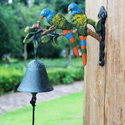 欧美乡村复古铸铁艺门铃小鸟鹦鹉花园庭院欢迎铃壁铃手摇门前铃铛