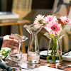 北欧ins风波浪口玻璃花瓶透明水培，插花鲜花客厅餐桌装饰创意摆件